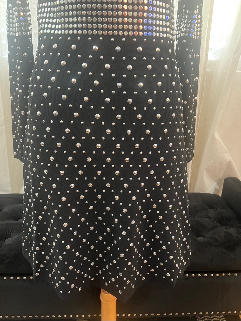 Michael Kors Black Studded Long-Sleeve Dress - Picture 9 of 13
